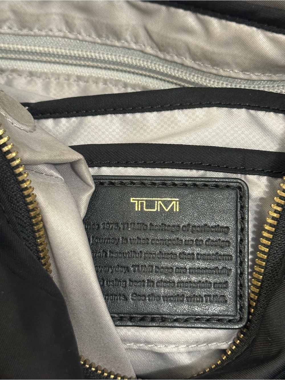 Tumi Black Backpack with Gold Hardware Accents - Picture 12 of 14